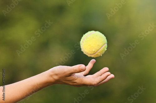 Картината върху платно hand tossing tennis ball