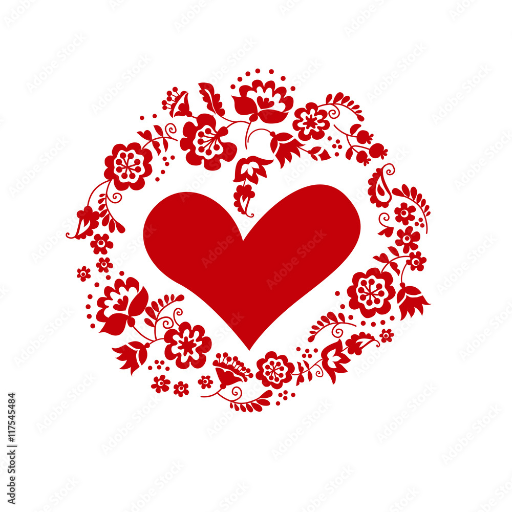 Φωτογραφία wedding wreath with heart. traditional european Ukrainian orname