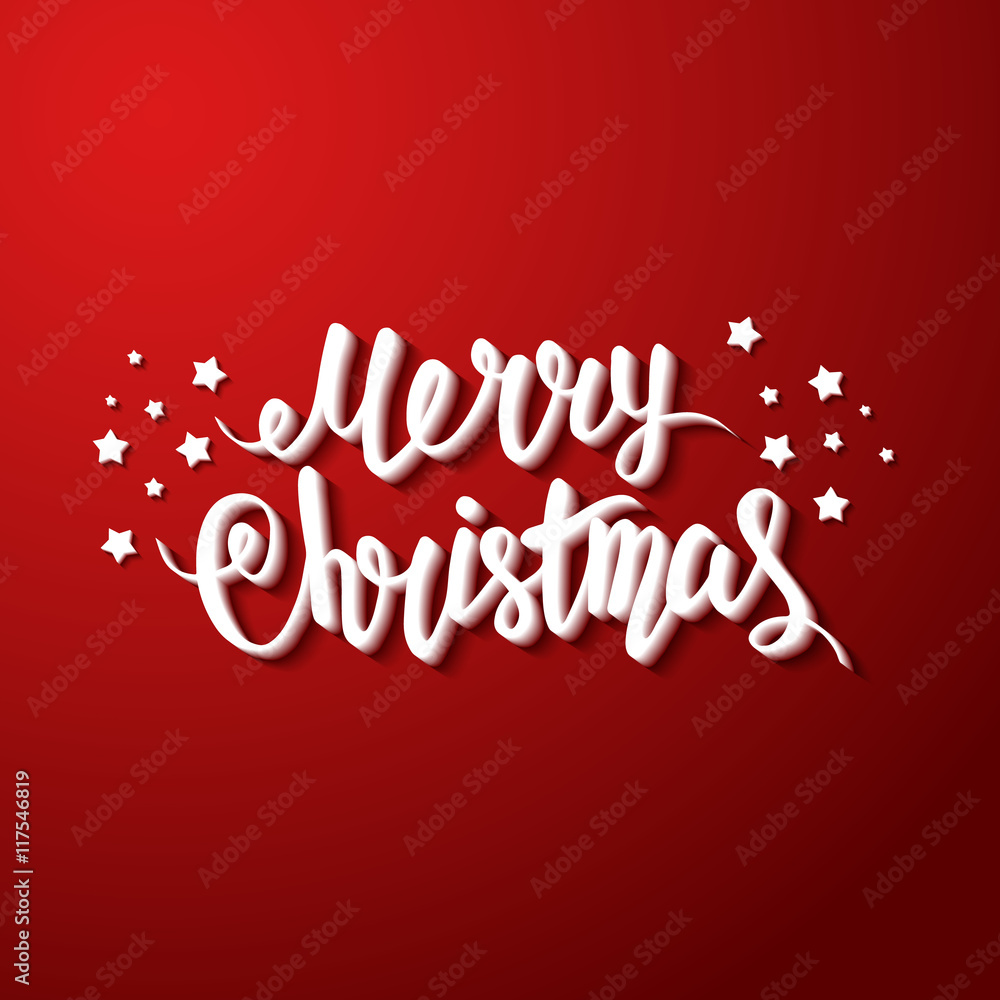 Merry Christmas greeting card with stars on a red background. Hand drawn lettering. Vector illustration. Design by flyer, banner, poster, printing, mailing. Merry Christmas greeting card with stars on a red background. Hand drawn lettering. Vector illustration. Design by flyer, banner, poster, printing, mailing.