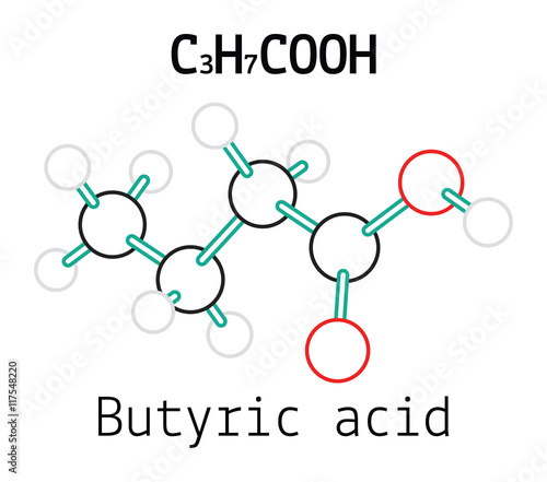 C3H7COOH Butyric acid molecule