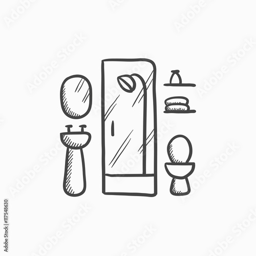 Bathroom sketch icon.