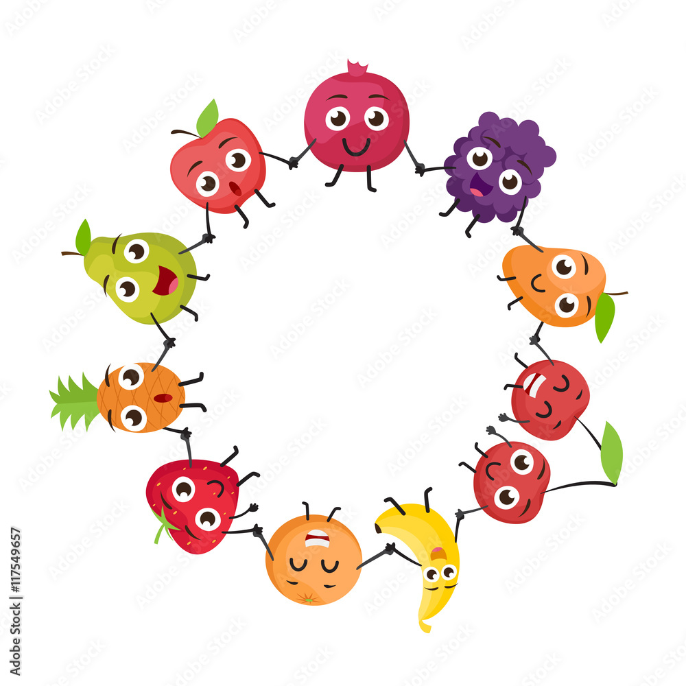 Naklejka premium cartoon fruits characters