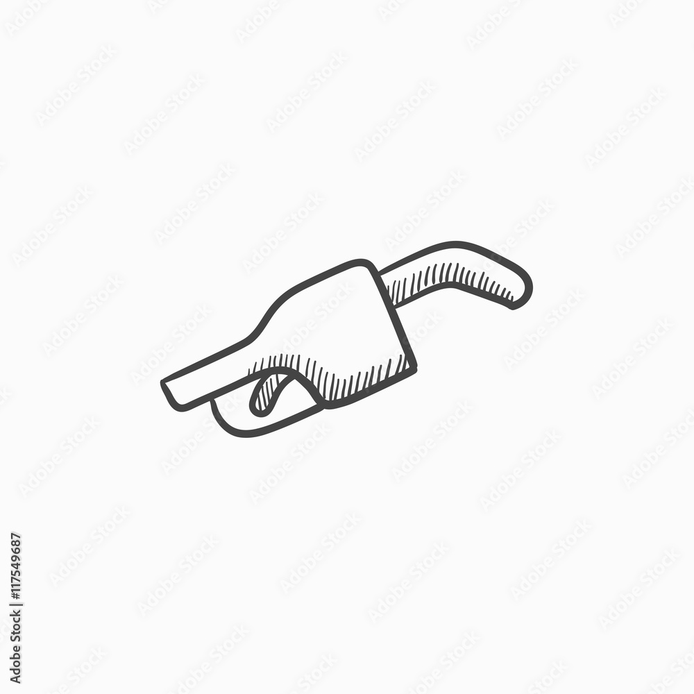 Gasoline pump nozzle sketch icon. Gasoline pump nozzle sketch icon.
