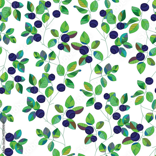 Tiled pattern with blueberry bushes