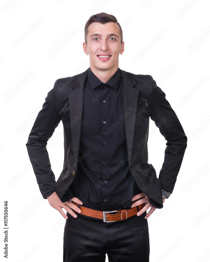 Portrait of young happy smiling business man, isolated over white Portrait of young happy smiling business man, isolated over white