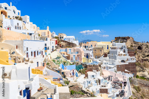 View of famous Oia village with colorful houses, Santorini island, Greece © pkazmierczak