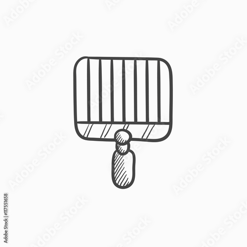 Empty barbecue grill grate sketch icon.