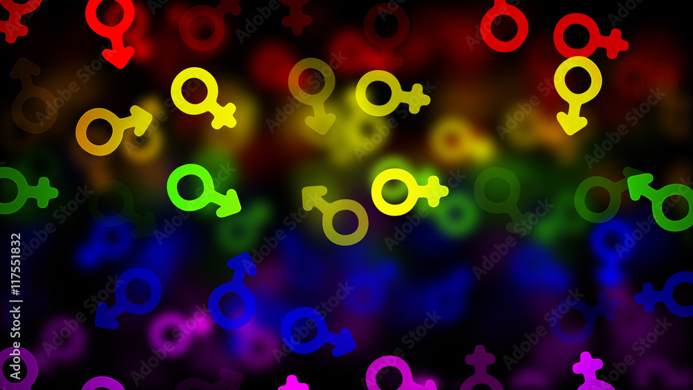 LGBT Flag with Blured Gender Signs Effect LGBT Flag with Blured Gender Signs Effect