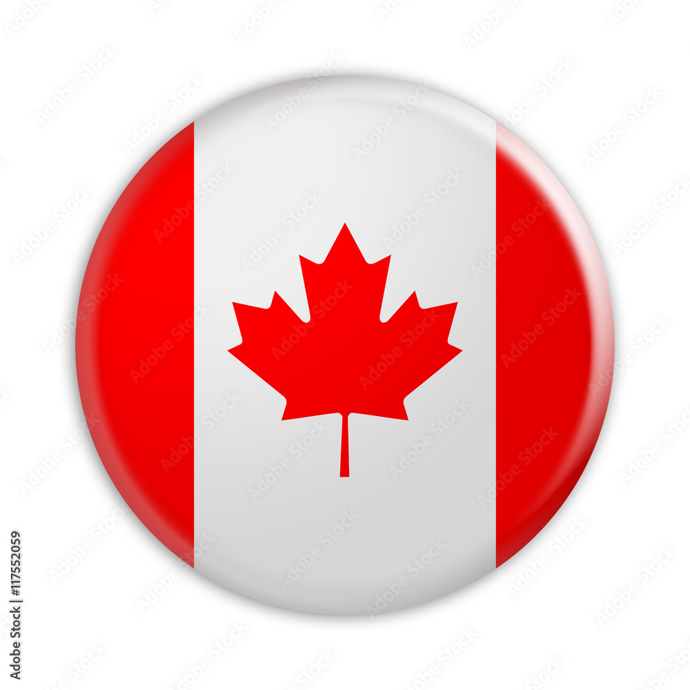 Glossy Badge Maple Leaf Flag of Canada, 3d illustration Glossy Badge Maple Leaf Flag of Canada, 3d illustration