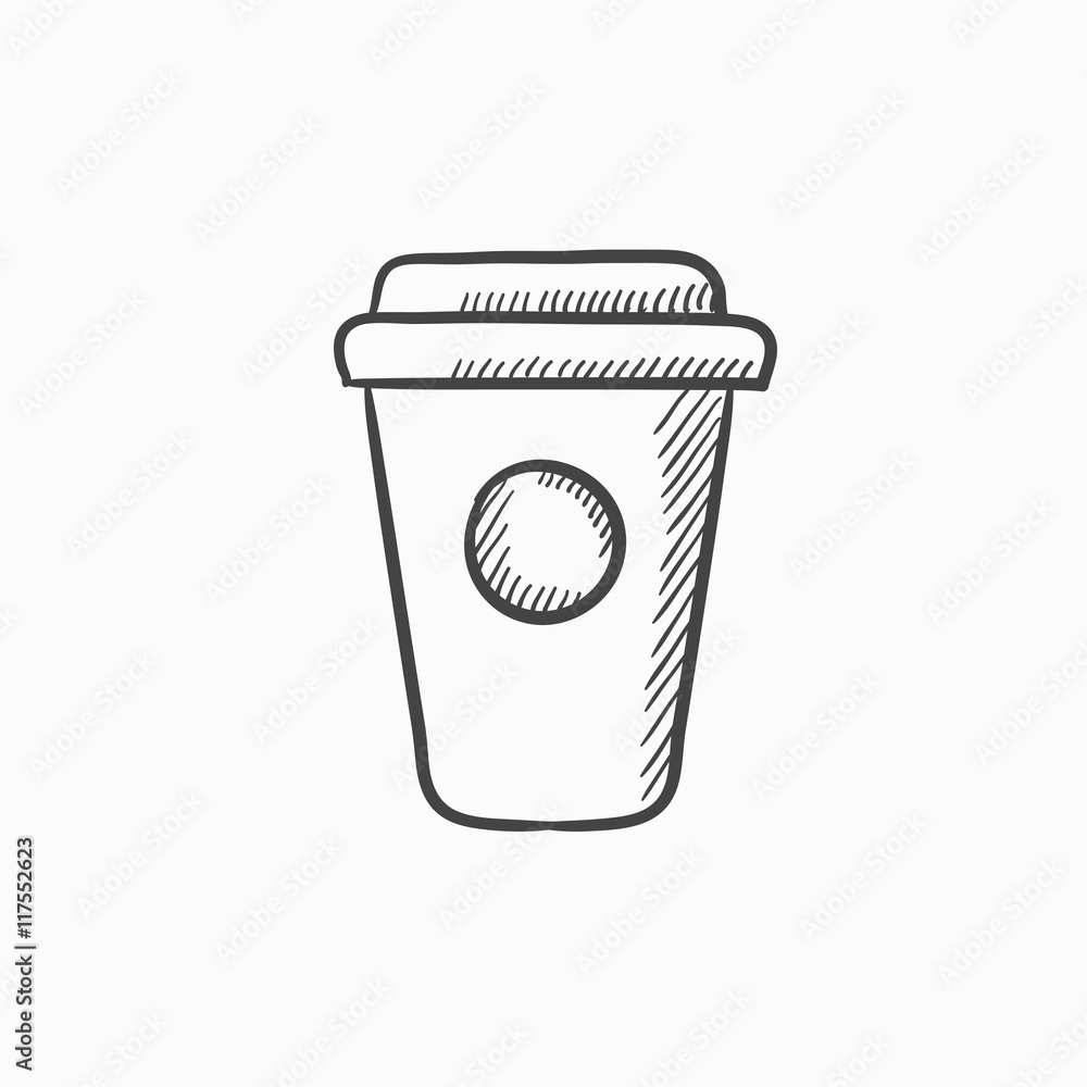 Disposable cup sketch icon. Disposable cup sketch icon.