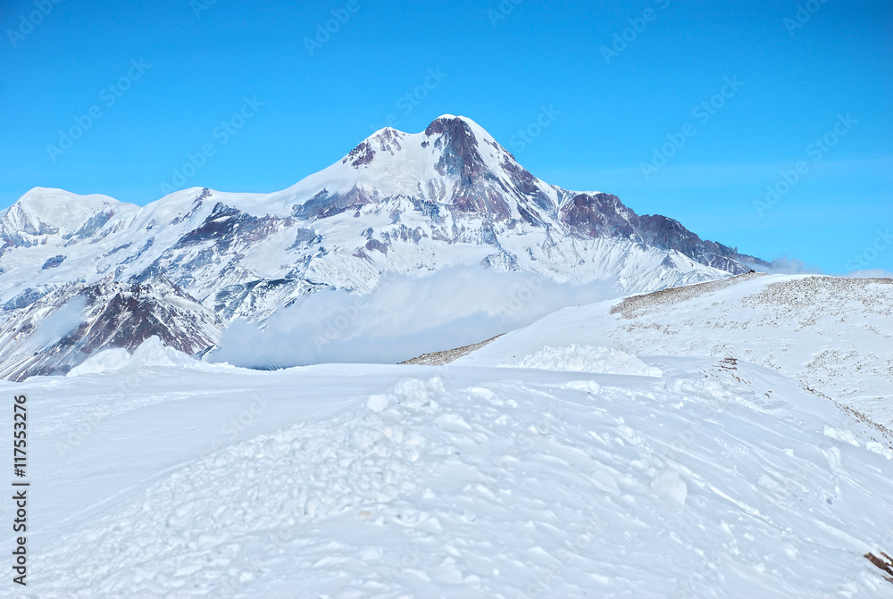 Winter highland view of the Caucasus mountains, Georgia