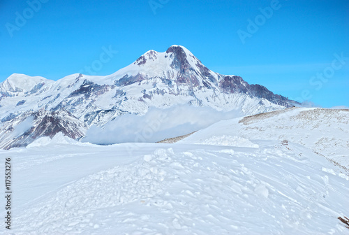 Winter highland view of the Caucasus mountains, Georgia
