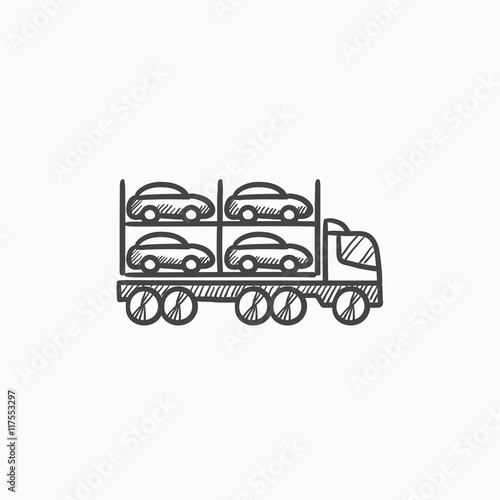 Car carrier sketch icon.