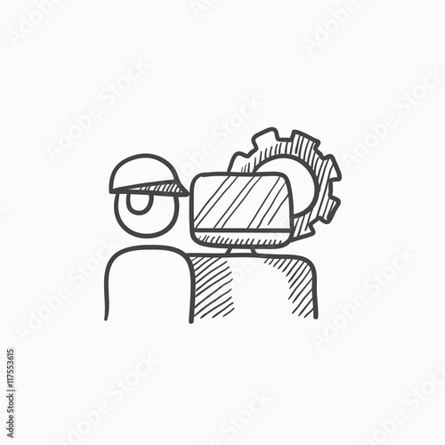 Computerized production sketch icon.
