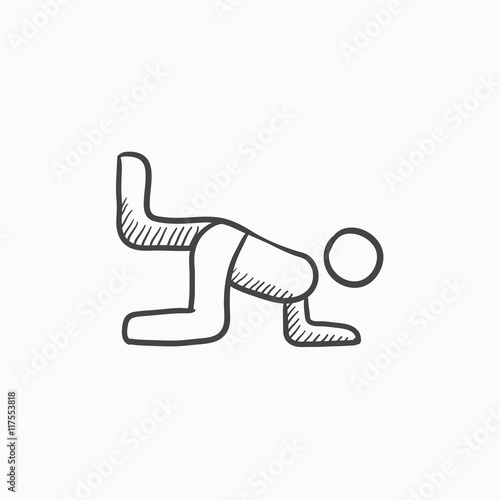Man exercising buttocks sketch icon.