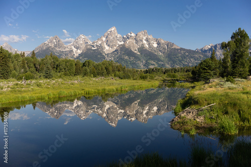 Mountains Reflected Smooth Water Grand Teton National Park