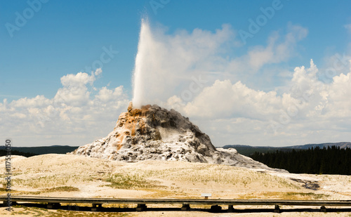 White Dome Geyser Erupting Yellowstone National Park Geothermal photo