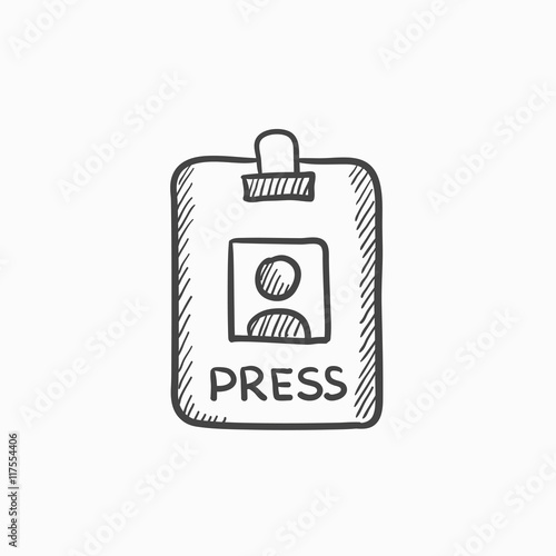 Press pass ID card sketch icon.