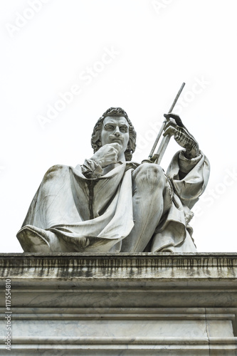 Italy, Evangelista Torricelli stone statue in Faenza.