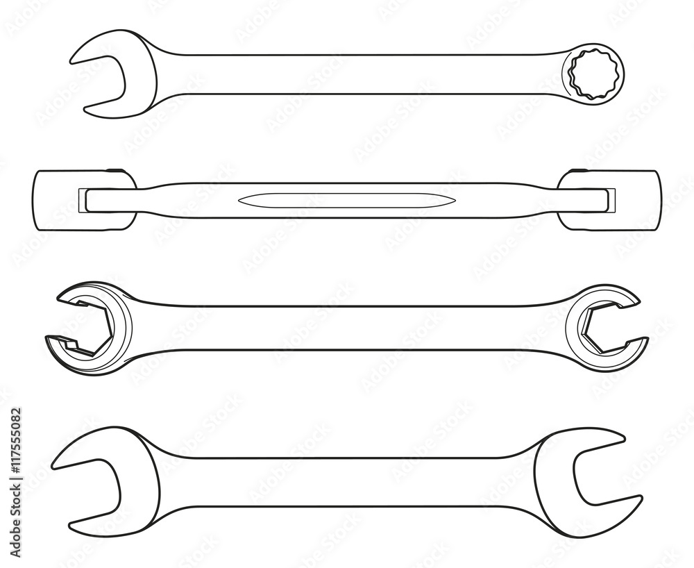 Set of icons spanners on white background