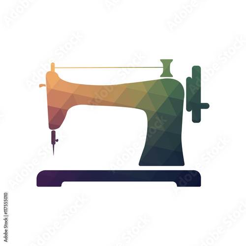 Retro sewing machine icon, on white background. Logo fabric. Vector illustration.