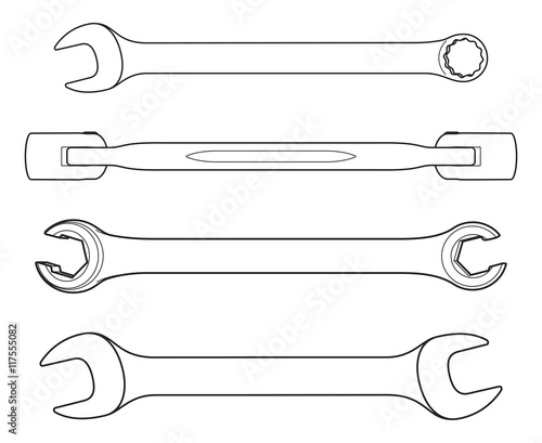 Set of icons spanners on white background