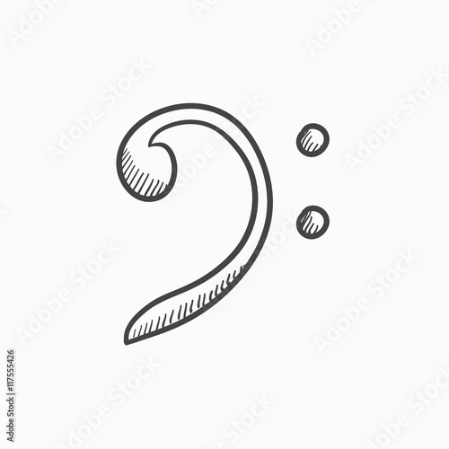 Bass clef sketch icon.