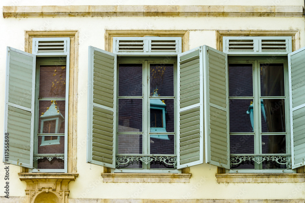 Windows of old centrel in Nancy, France