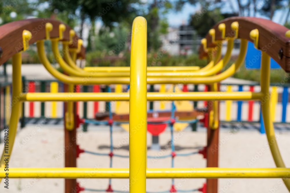 Yellow construction at playground