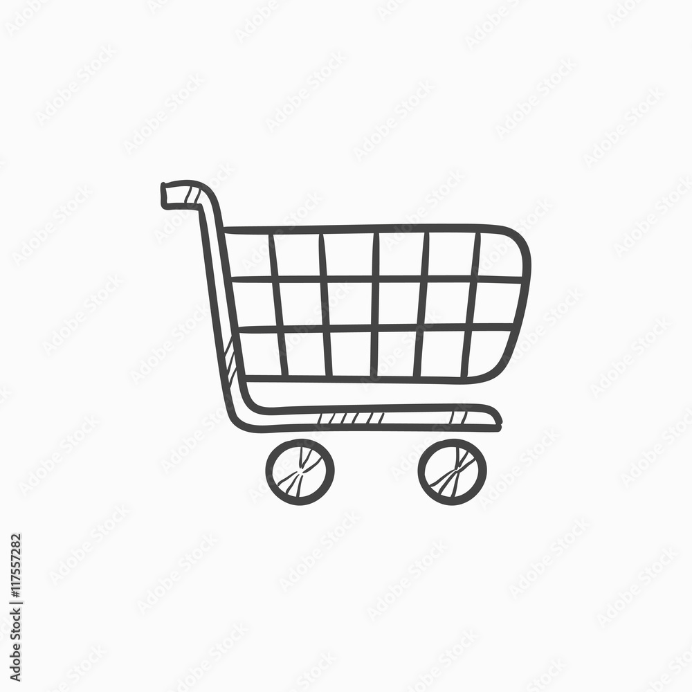 Shopping cart sketch icon.