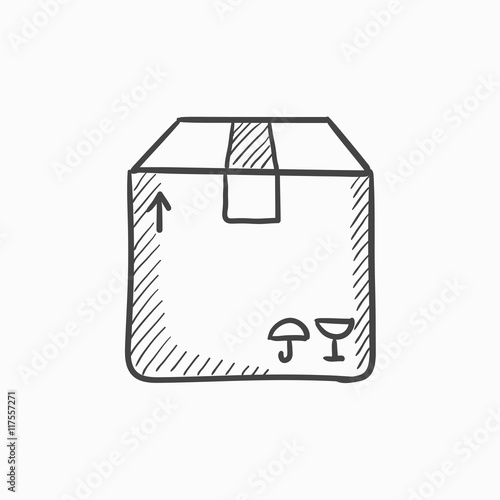 Carton package box sketch icon.