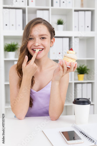 Girl eating cream