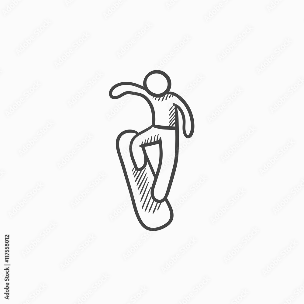 Man snowboarding sketch icon. Man snowboarding sketch icon.