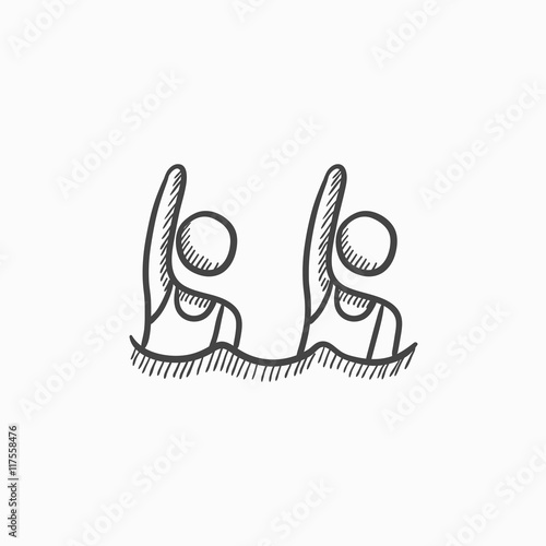 Synchronized swimming sketch icon.