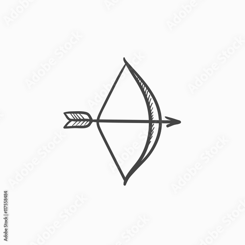 Bow and arrow sketch icon.