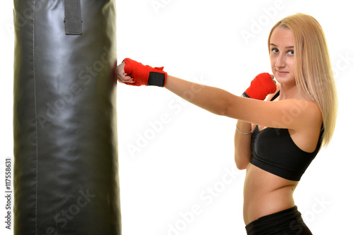 Woman boxer training