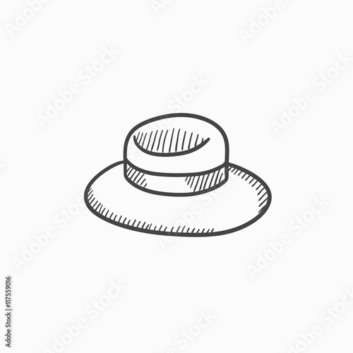 Summer hat sketch icon.