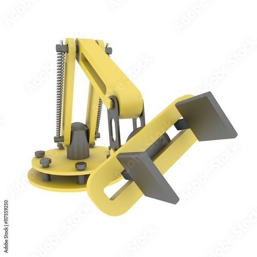 3d industrial robotic mechanical arm illustration isolated on white background