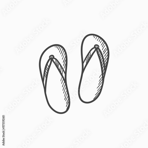 Beach slipper sketch icon.