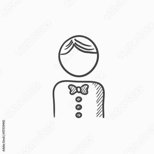 Waiter sketch icon.