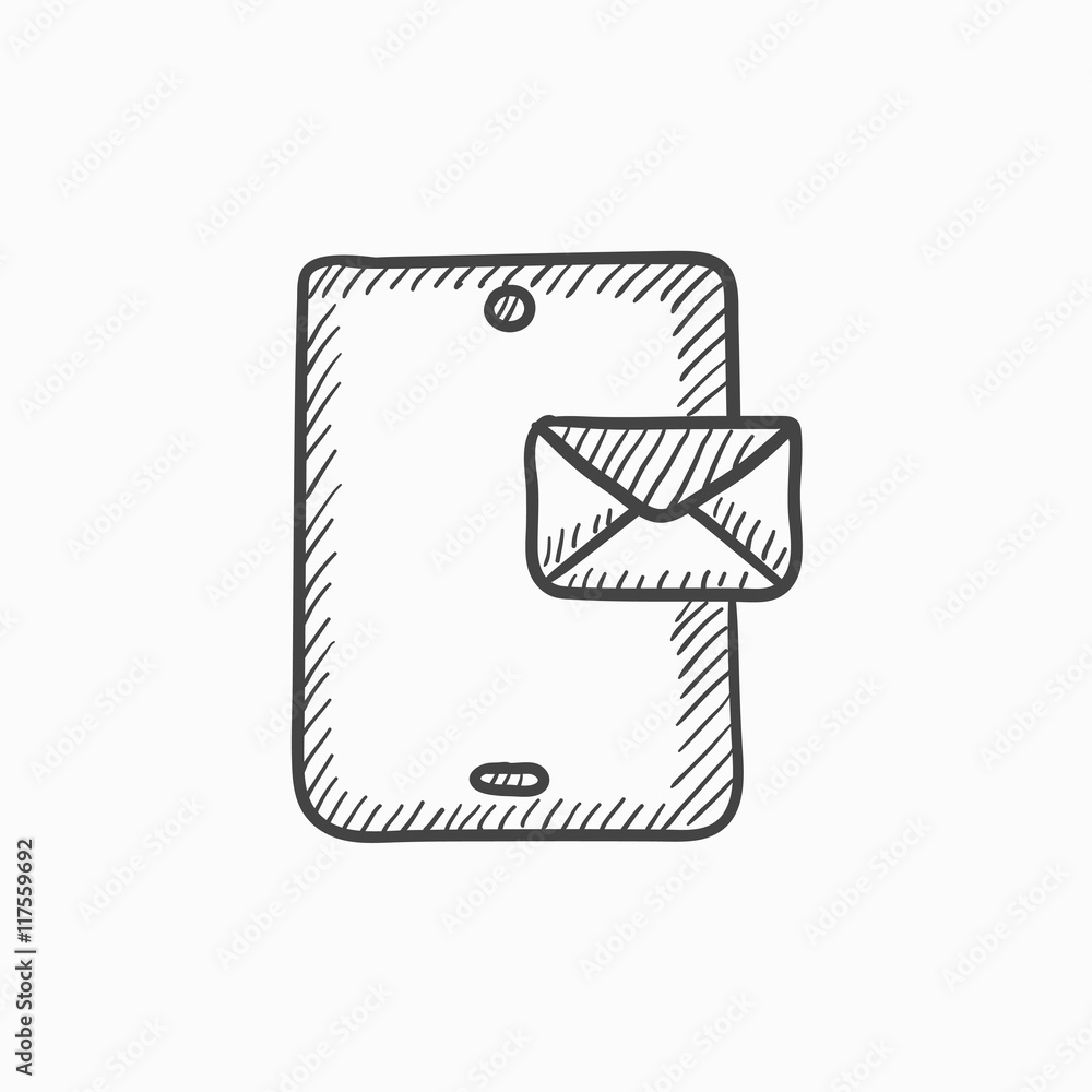 Digital tablet with message sketch icon. Digital tablet with message sketch icon.