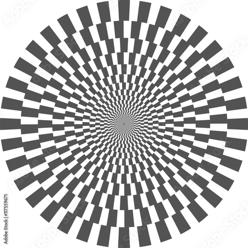 Vector checkered op art vortex spiral swirl background creating an optical illusion of movement