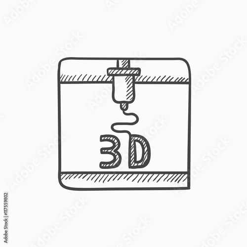 Tree D printing sketch icon.