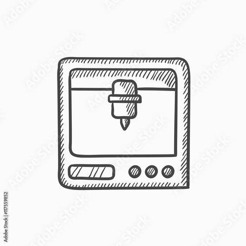 Tree D printing sketch icon.