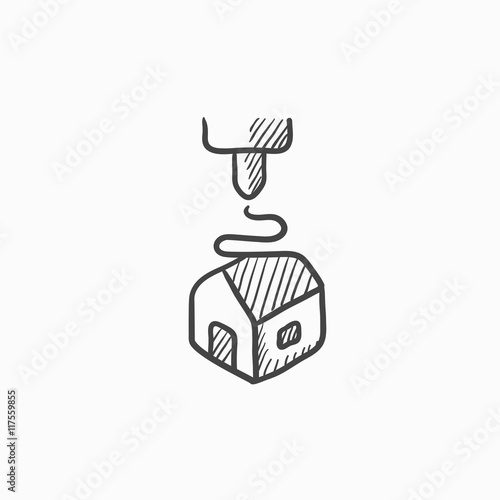 Tree D printing sketch icon.