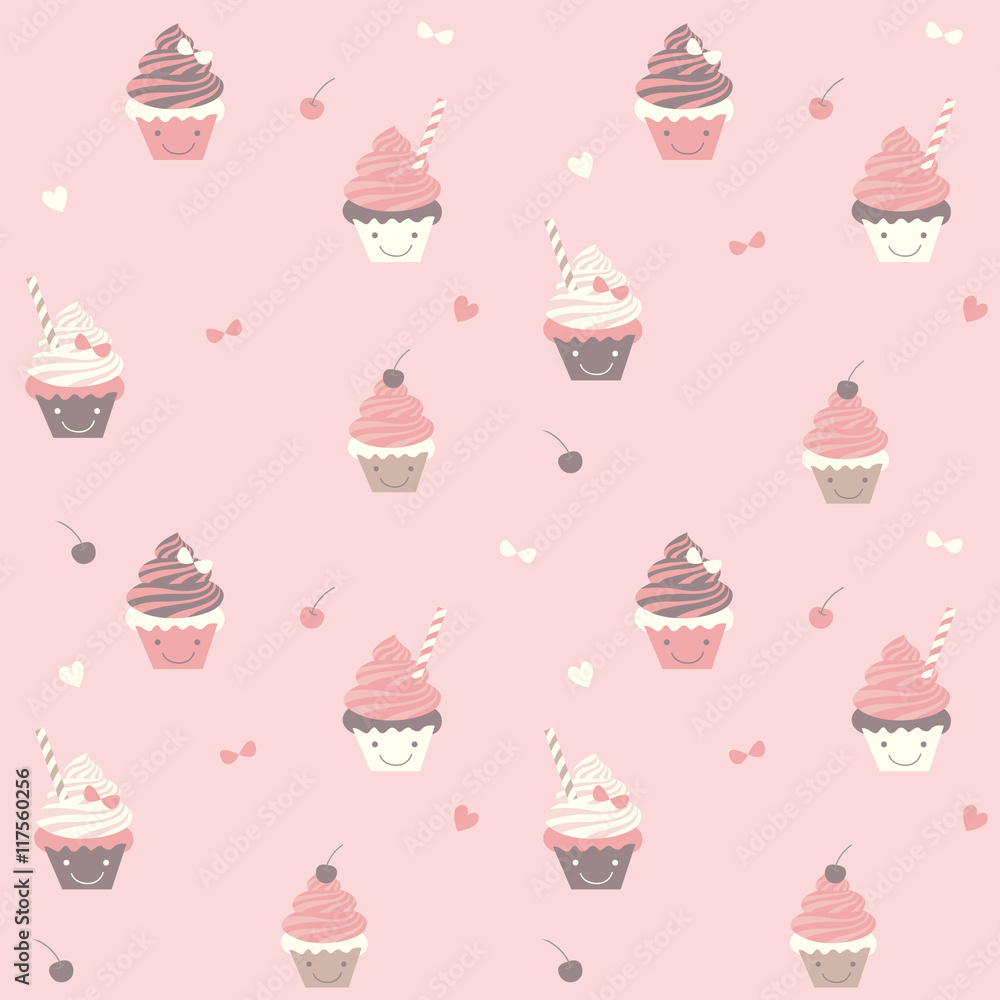 Cute Pink Cupcake Wallpaper