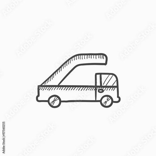 Gangway of plane sketch icon.