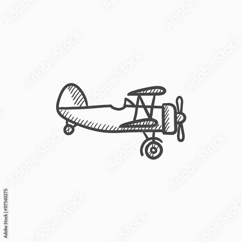 Propeller plane sketch icon.