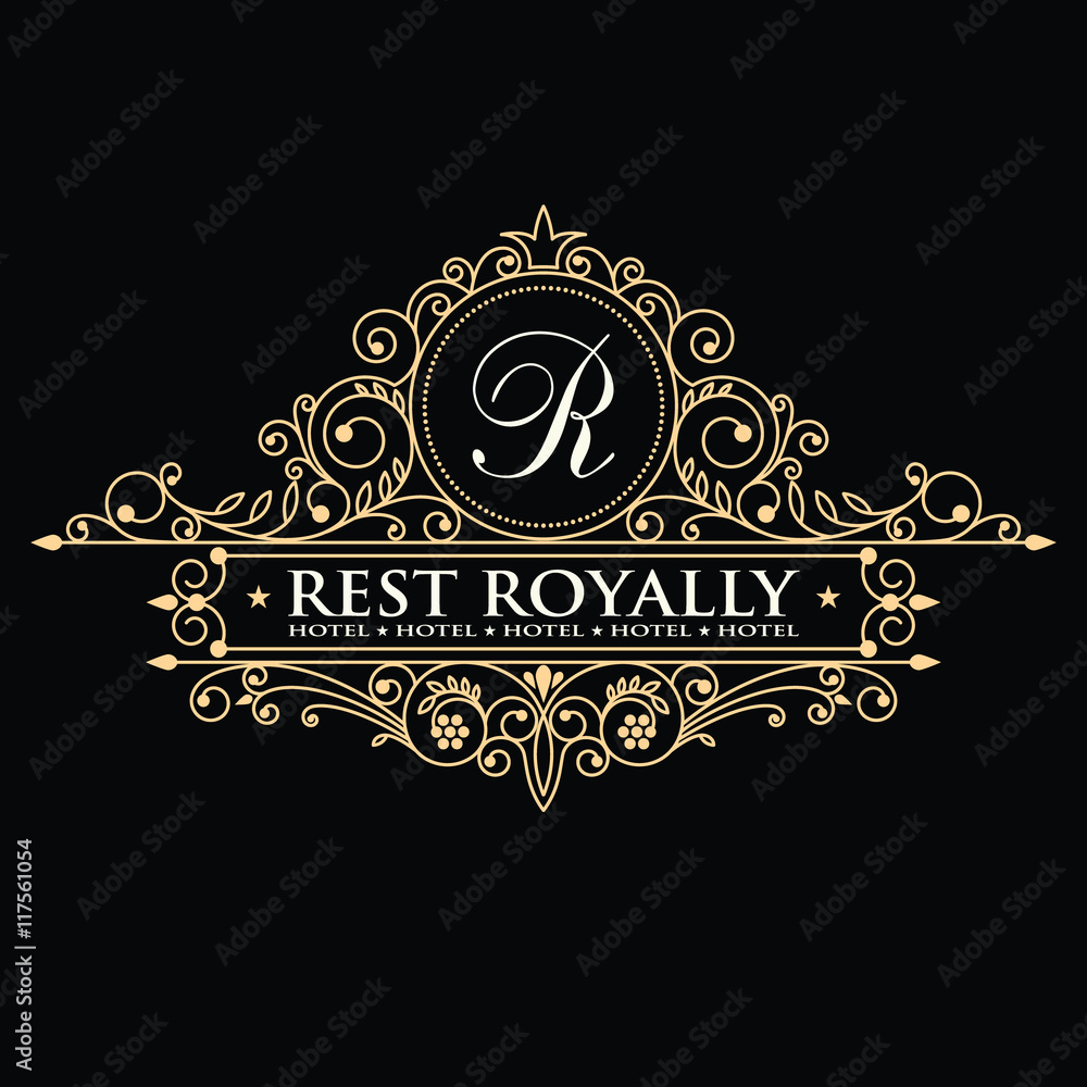 Template golden monogram. Elegant emblem logo for restaurants, hotels, bars and boutiques. It can be used to design business cards, invitations, booklets and brochures