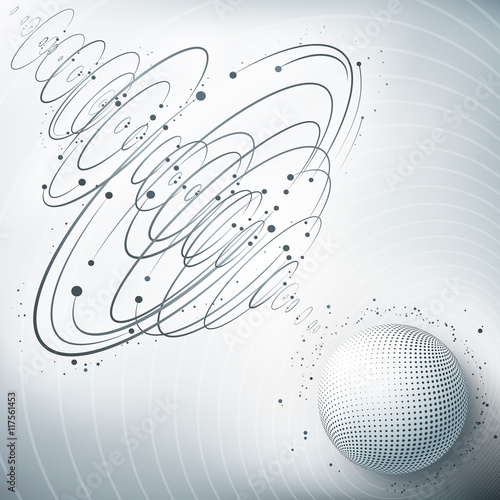Point and curve constructed the sphere wireframe, technological sense abstract illustration